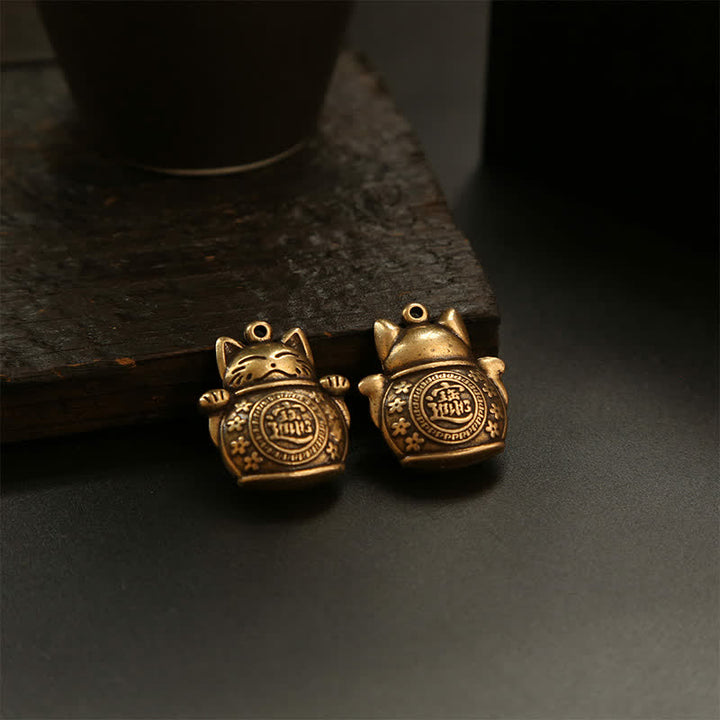 Buddha Stones 真鍮製招き猫中国コイン 富のキーホルダー - image 14