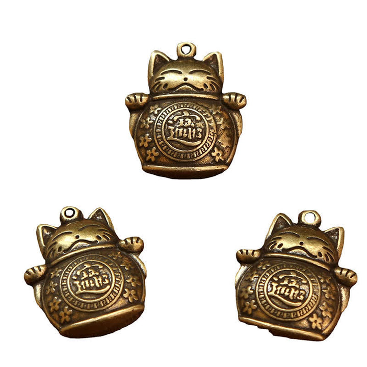 Buddha Stones 真鍮製招き猫中国コイン 富のキーホルダー - image 21