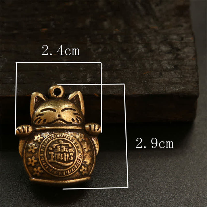 Buddha Stones 真鍮製招き猫中国コイン 富のキーホルダー - image 20