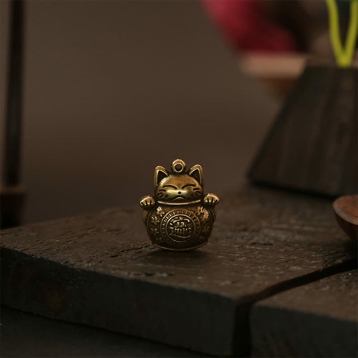 Buddha Stones 真鍮製招き猫中国コイン 富のキーホルダー - image 17