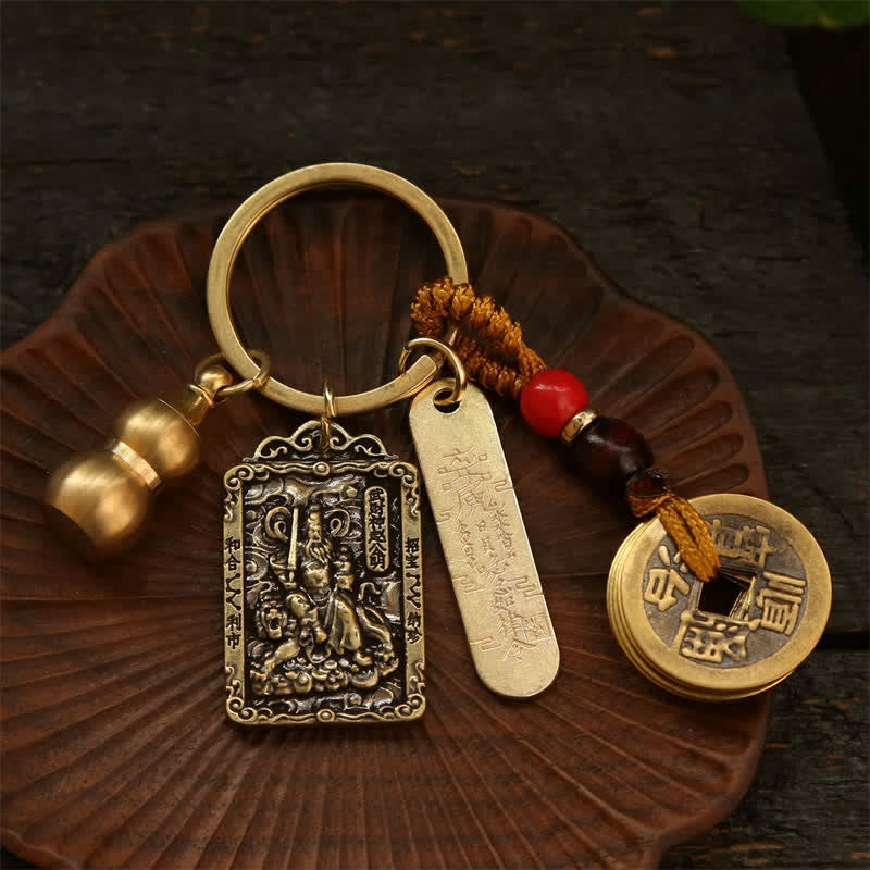 Buddha Stones 銅製の中国十二支五帝コイン入りひょうたん型キーホルダー - image 26