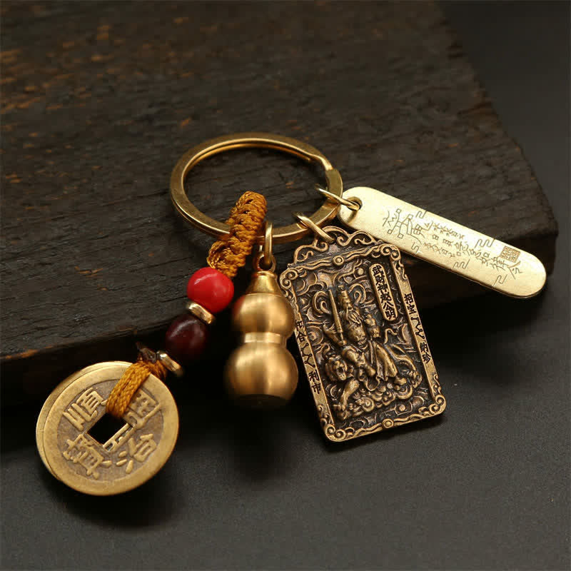 Buddha Stones 銅製の中国十二支五帝コイン入りひょうたん型キーホルダー - image 24