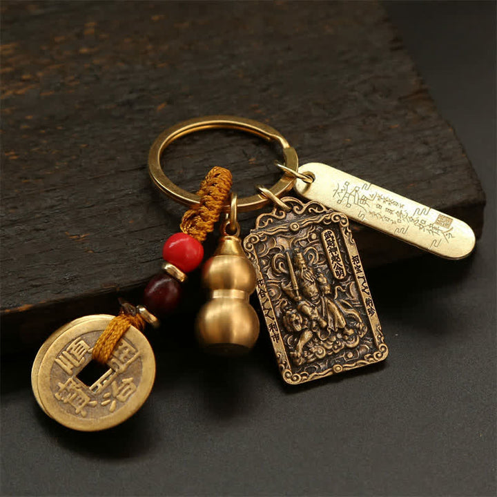 Buddha Stones 銅製の中国十二支五帝コイン入りひょうたん型キーホルダー - image 24