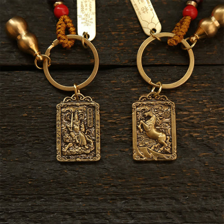 Buddha Stones 銅製の中国十二支五帝コイン入りひょうたん型キーホルダー - image 15