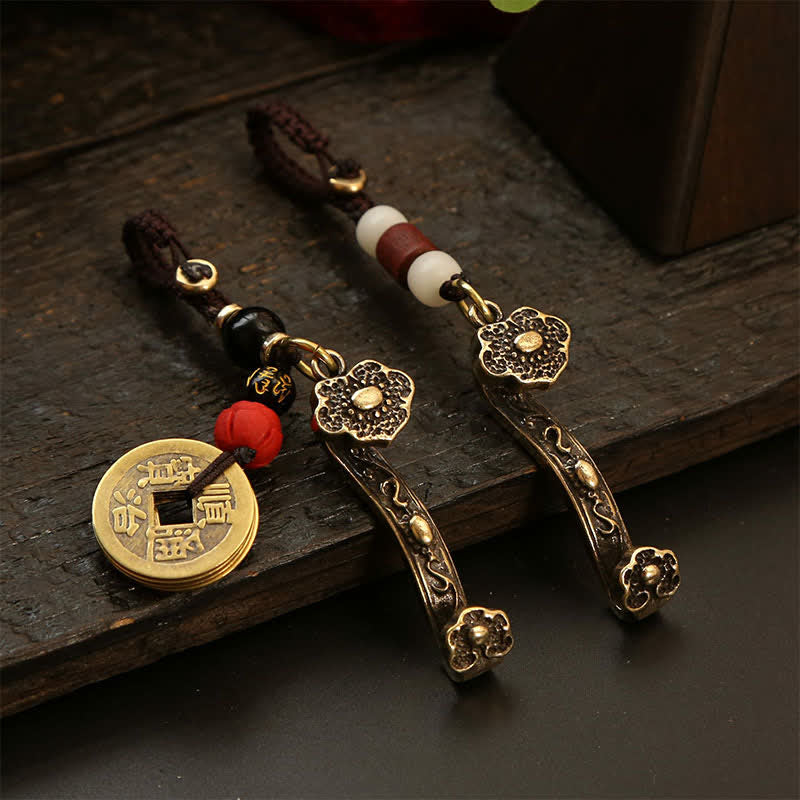 Buddha Stones 銅製の貔貅（ひきゅう）中国コイン如意蓮富キーホルダー - image 0