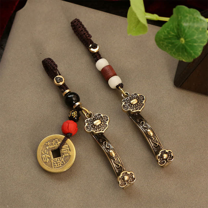 Buddha Stones 銅製の貔貅（ひきゅう）中国コイン如意蓮富キーホルダー - image 10