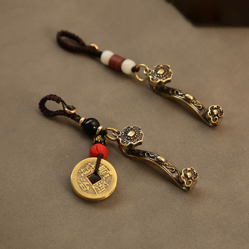 Buddha Stones 銅製の貔貅（ひきゅう）中国コイン如意蓮富キーホルダー - image 11