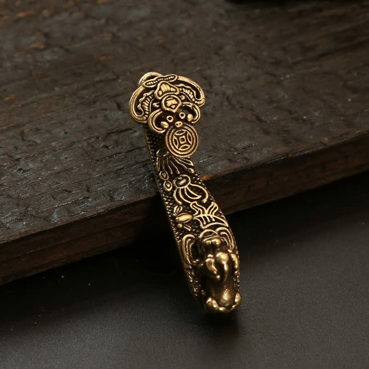 Buddha Stones 銅製の貔貅（ひきゅう）中国コイン如意蓮富キーホルダー - image 24