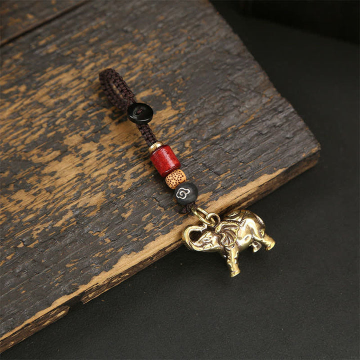 Buddha Stones 真鍮製の象、五帝銭、ひょうたん、貔貅（ひきゅう）の知恵のキーホルダー - クラウドコード - image 2