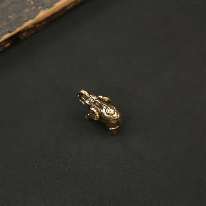Buddha Stones 真鍮製の象、五帝銭、ひょうたん、貔貅（ひきゅう）の知恵のキーホルダー - image 16