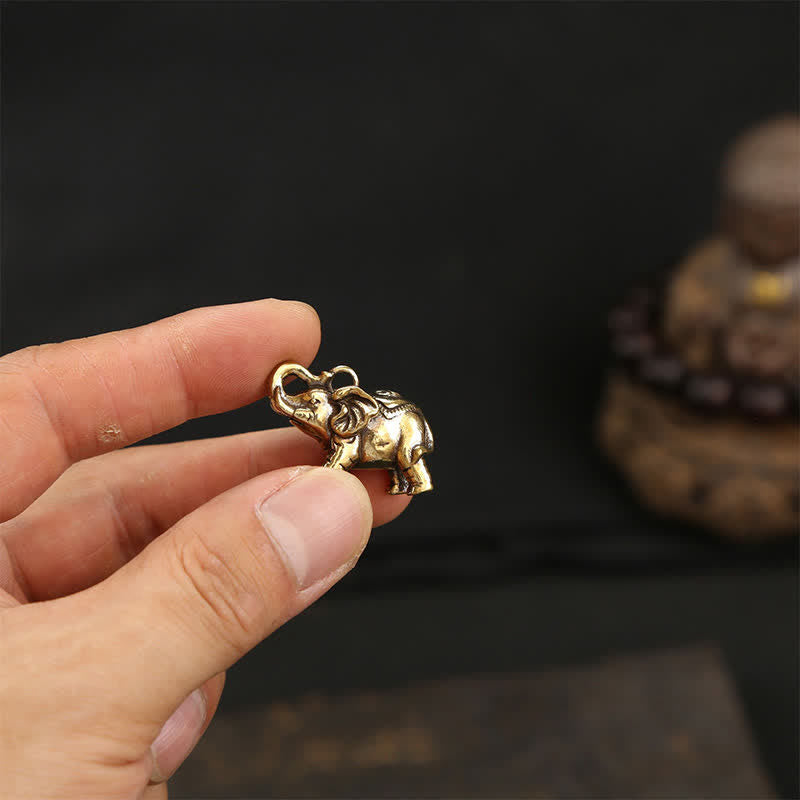 Buddha Stones 真鍮製の象、五帝銭、ひょうたん、貔貅（ひきゅう）の知恵のキーホルダー - image 17