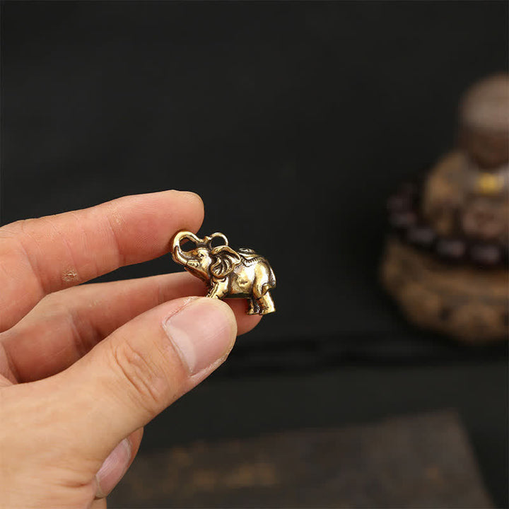 Buddha Stones 真鍮製の象、五帝銭、ひょうたん、貔貅（ひきゅう）の知恵のキーホルダー - image 17