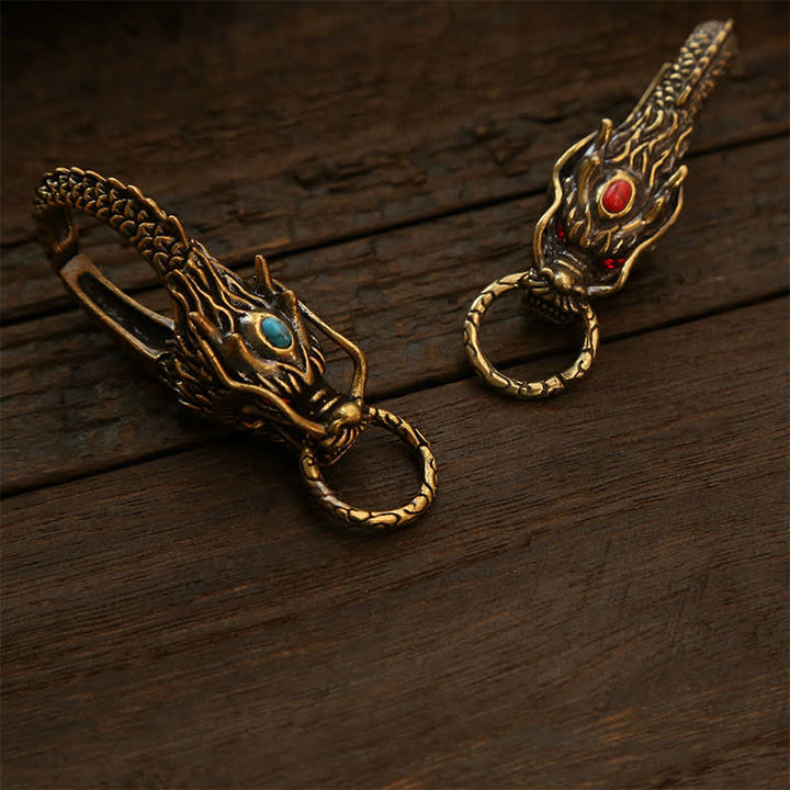 Buddha Stones 真鍮製ドラゴンの力の鍵キーホルダー - image 9