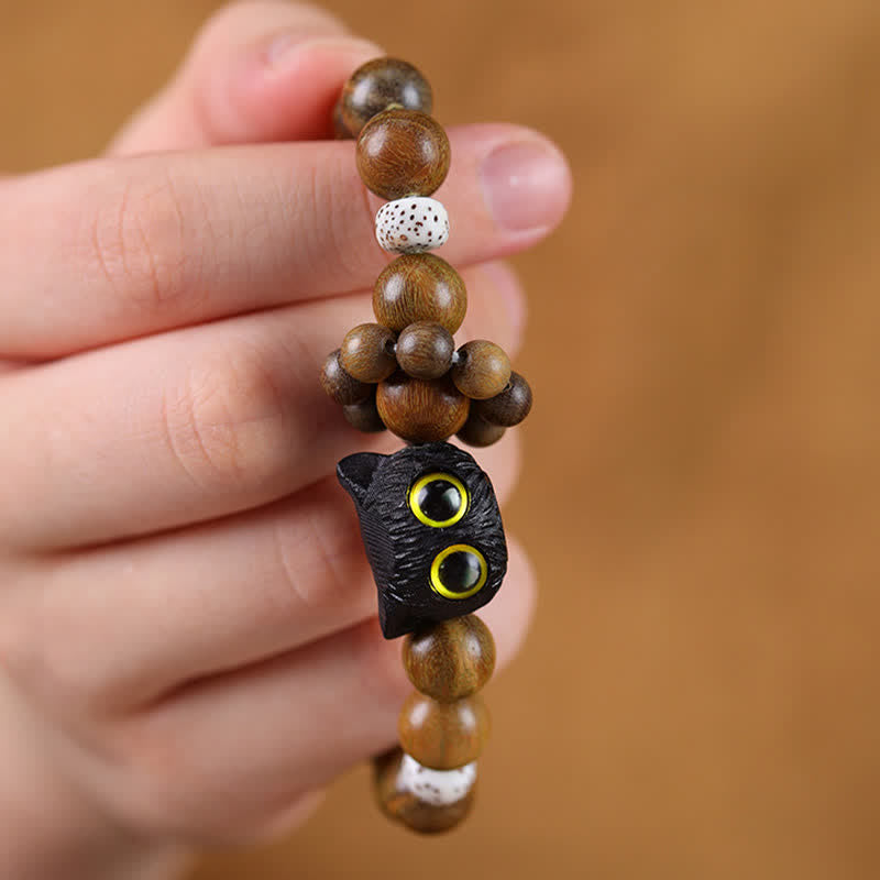 Buddha Stones 黒檀の招き猫のグラウンディングビーズブレスレット - image 3