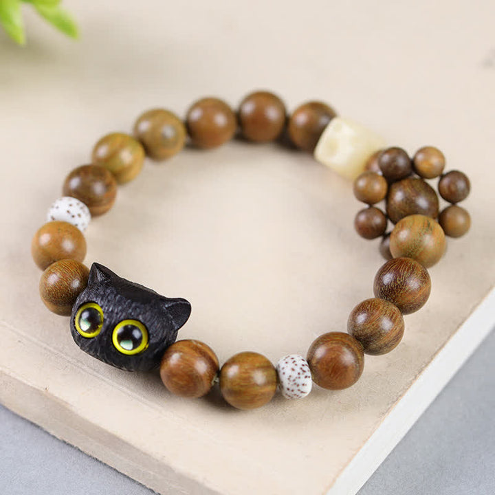 Buddha Stones 黒檀の招き猫のグラウンディングビーズブレスレット - image 2