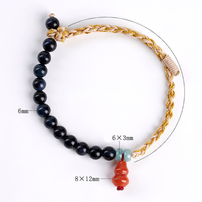 Buddha Stones ブルータイガーアイの手織りひょうたん製強さブレスレット - image 7