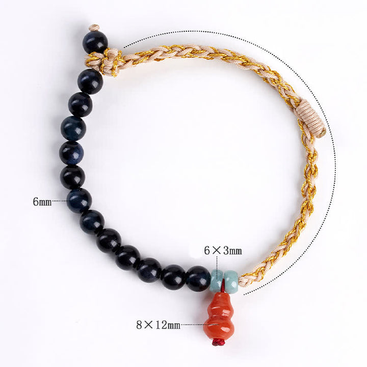 Buddha Stones ブルータイガーアイの手織りひょうたん製強さブレスレット - image 7