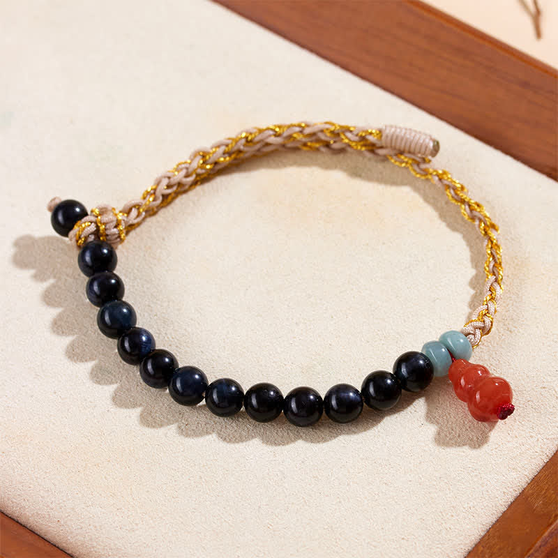 Buddha Stones ブルータイガーアイの手織りひょうたん製強さブレスレット - image 2