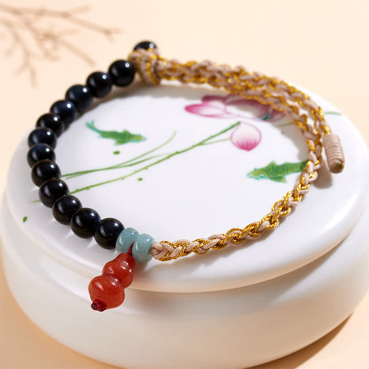 Buddha Stones ブルータイガーアイの手織りひょうたん製強さブレスレット - image 3