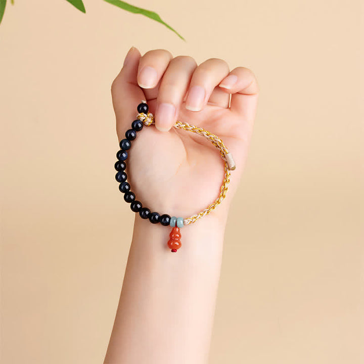 Buddha Stones ブルータイガーアイの手織りひょうたん製強さブレスレット - image 4