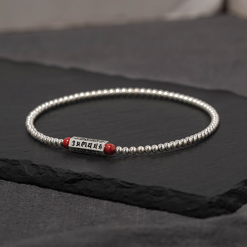 Buddha Stones 辰砂オーム・マニ・パドメ・フムウィズダム アンクレット ブレスレット - 7.1～7.5インチ（18～19cm） - image 0