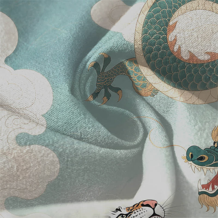 Buddha Stones 純綿素材、虎龍風景柄、ドローストリング付きメンズテーパードパンツ（ポケット付き） - image 13