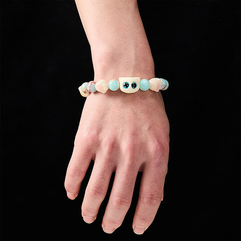 Buddha Stones 寿山石手彫り猫清浄レリーフビーズブレスレット - image 6