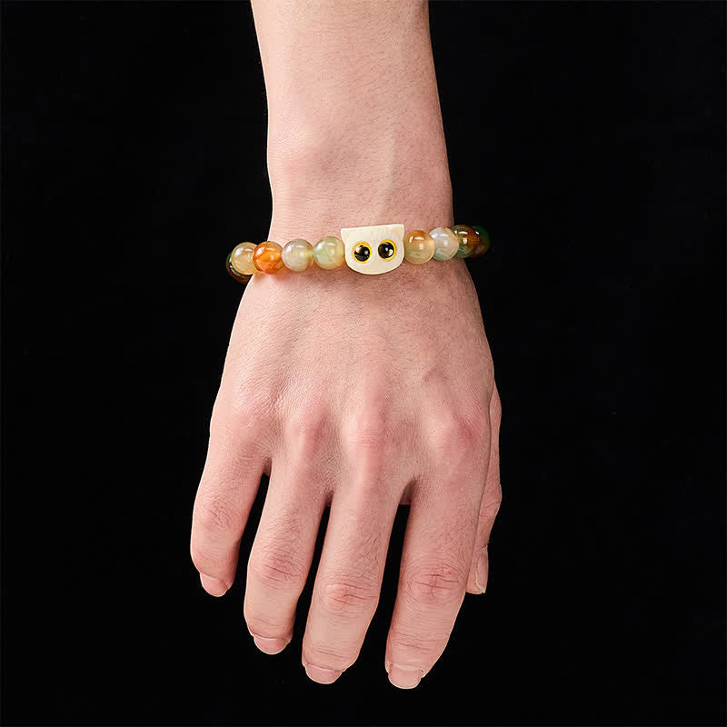 Buddha Stones 孔雀瑪瑙アイボリーフルーツキャット勇気ブレスレット - image 4