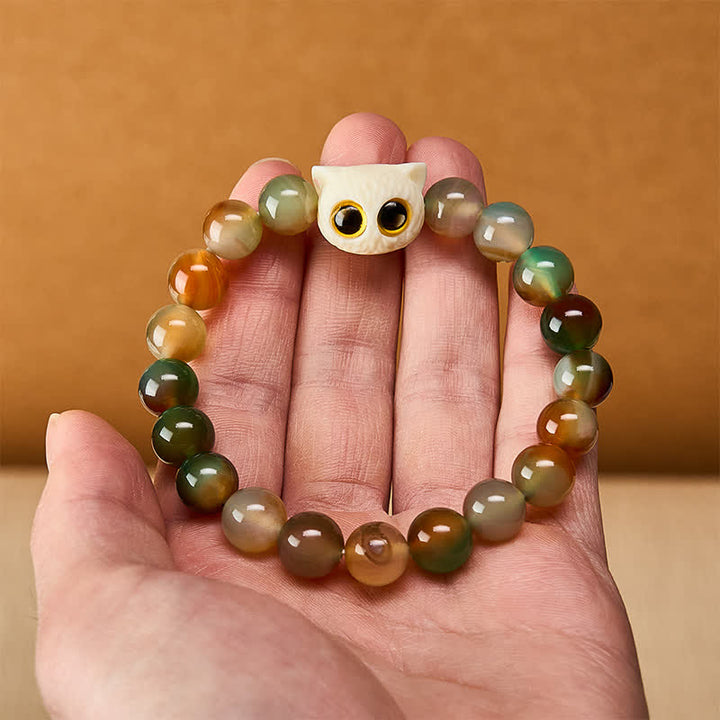 Buddha Stones 孔雀瑪瑙アイボリーフルーツキャット勇気ブレスレット - image 5
