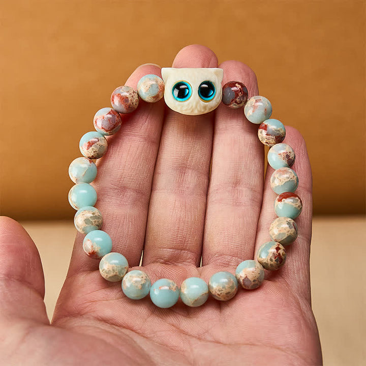 Buddha Stones 寿山石象牙フルーツ猫豊かさブレスレット - image 5