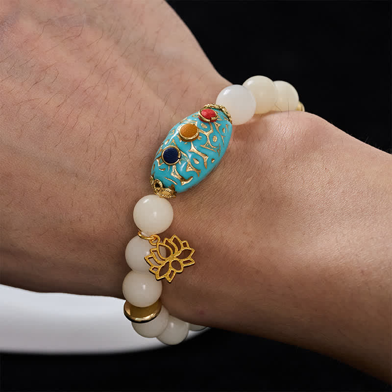 Buddha Stones 菩提樹の種とターコイズを使った蓮の悟りのブレスレット - image 9