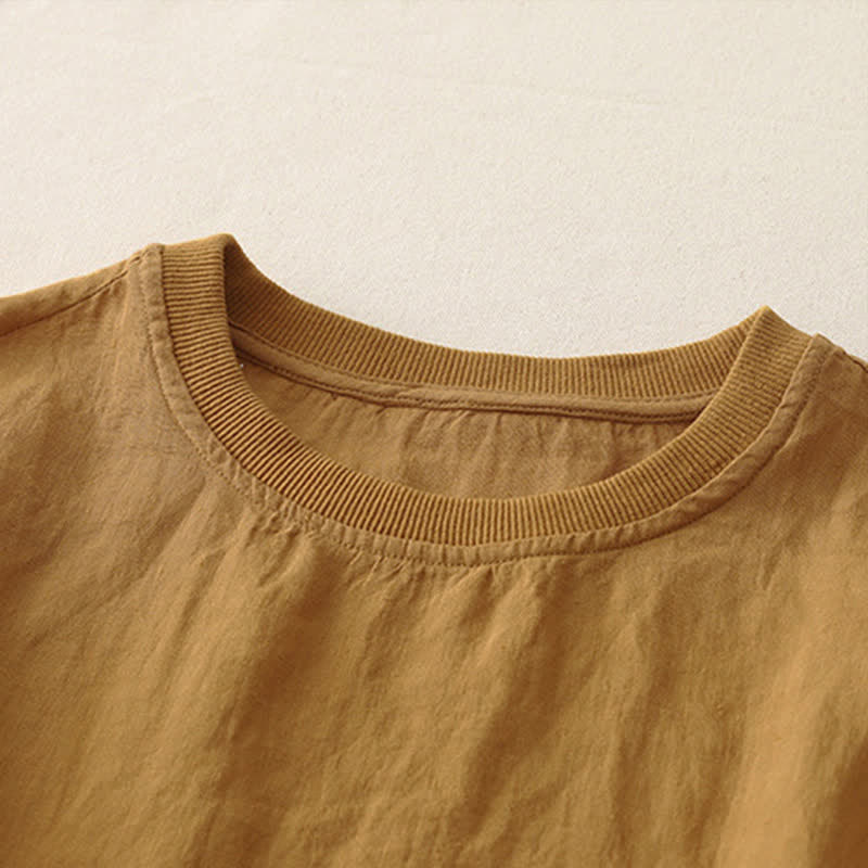 Buddha Stonesプレーンステッチクルーネックデザインレディースポリエステル半袖シャツ - image 13
