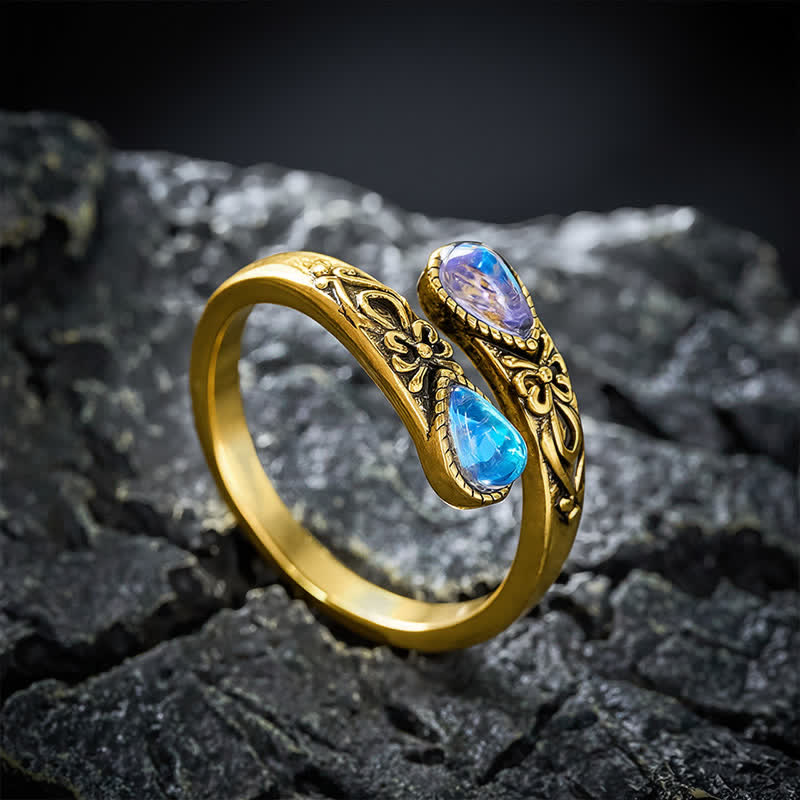 Buddha Stones 銅製リュウリ・バタフライ・フリーダム・オープンリング - ゴールデン - image 8