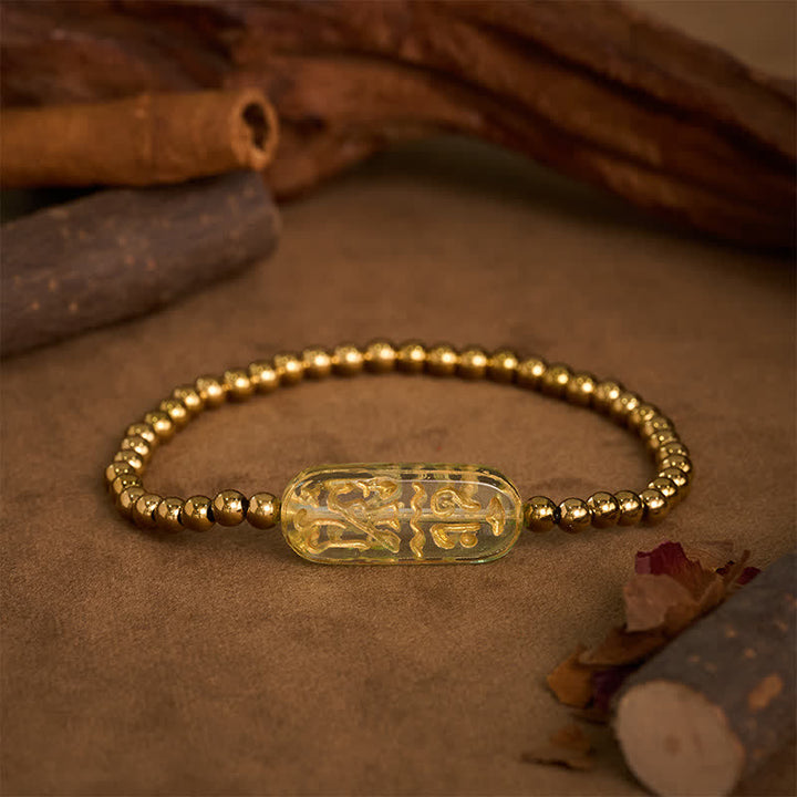 Buddha Stones チタンスチール リウリ・オーム・マニ・パドメ・フム刺激ブレスレット - 緑 - image 13