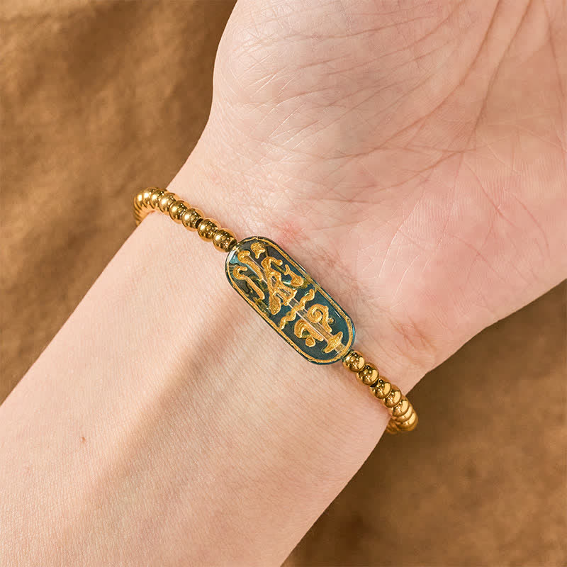 Buddha Stones チタンスチール リウリ・オーム・マニ・パドメ・フム刺激ブレスレット - image 3