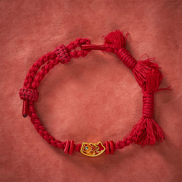 Buddha Stones 縁起の良い赤紐の鯉の成就ブレスレット - image 2