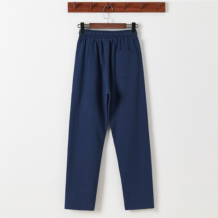 Buddha Stones 夏用唐風カジュアルカエルボタン竹柄コットンリネン半袖シャツパンツメンズ瞑想服（ポケット付き）2点セット - image 5