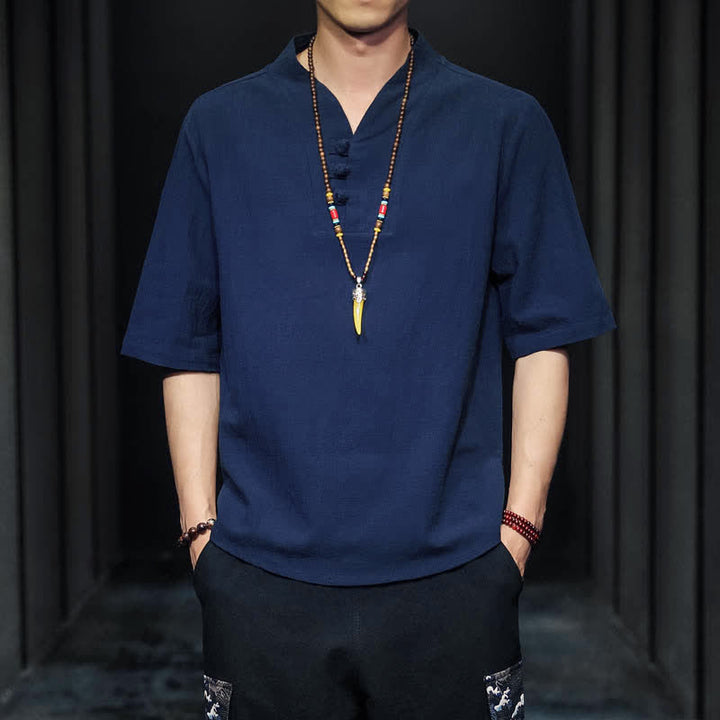 Buddha Stonesカジュアル サマー ハーフスリーブシャツ メンズ 半袖シャツ - スレートブルー - US/UK/AU46、 EU56 (5XL) - image 24