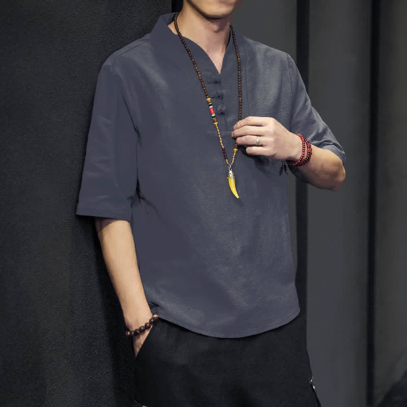 Buddha Stonesカジュアル サマー ハーフスリーブシャツ メンズ 半袖シャツ - グレー - US/UK/AU46、 EU56 (5XL) - image 16