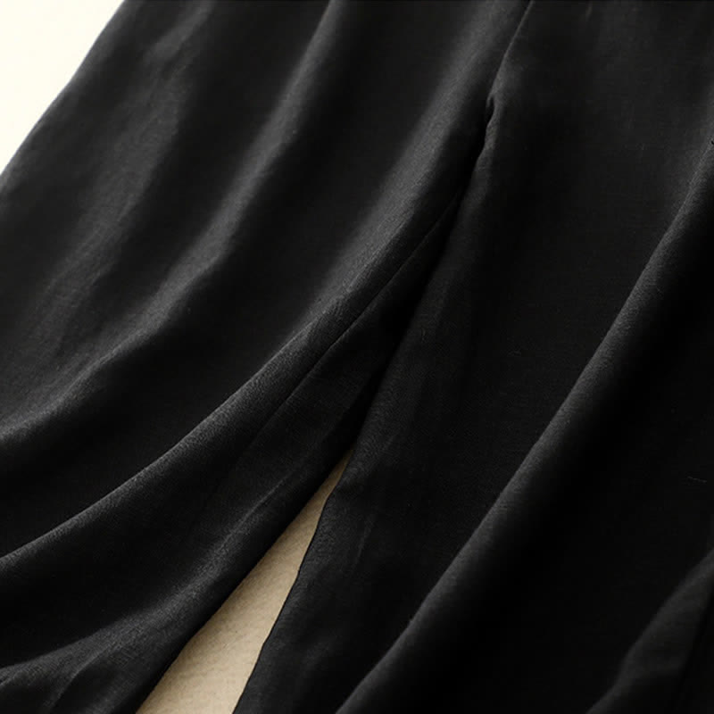 Buddha Stones無地フロントボタンバックゴム入りレディースパンツ（ポケット付き） - image 32