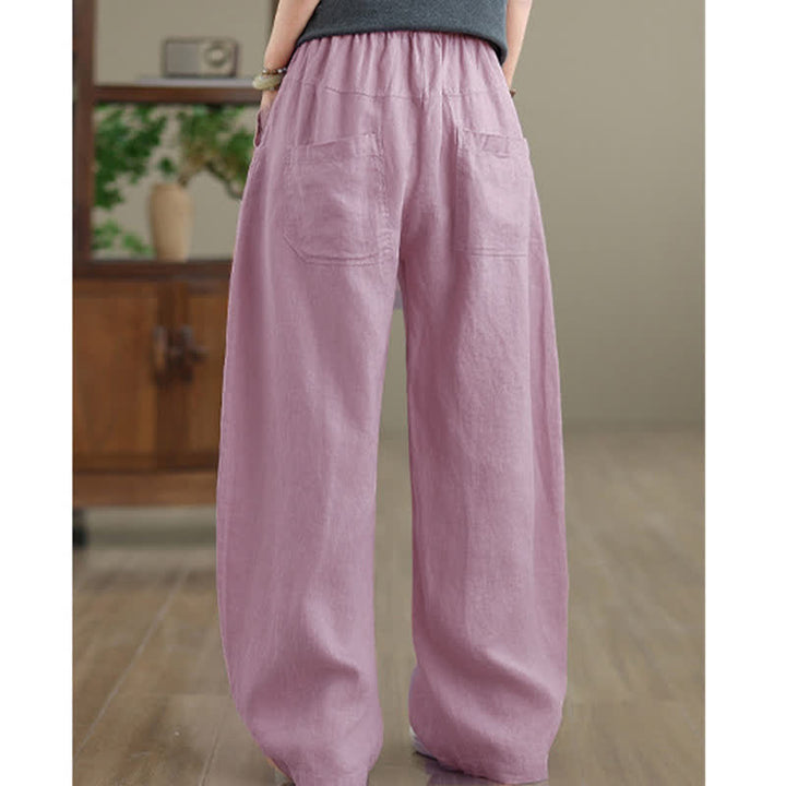 Buddha Stonesカジュアル 無地 コットン レディース ワイドレッグパンツ ポケット付き - image 8