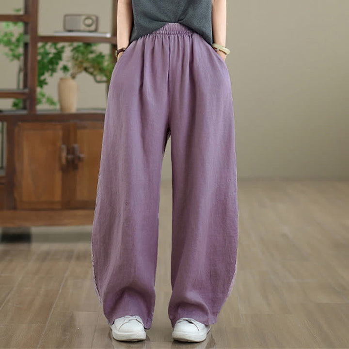 Buddha Stonesカジュアル 無地 コットン レディース ワイドレッグパンツ ポケット付き - image 4