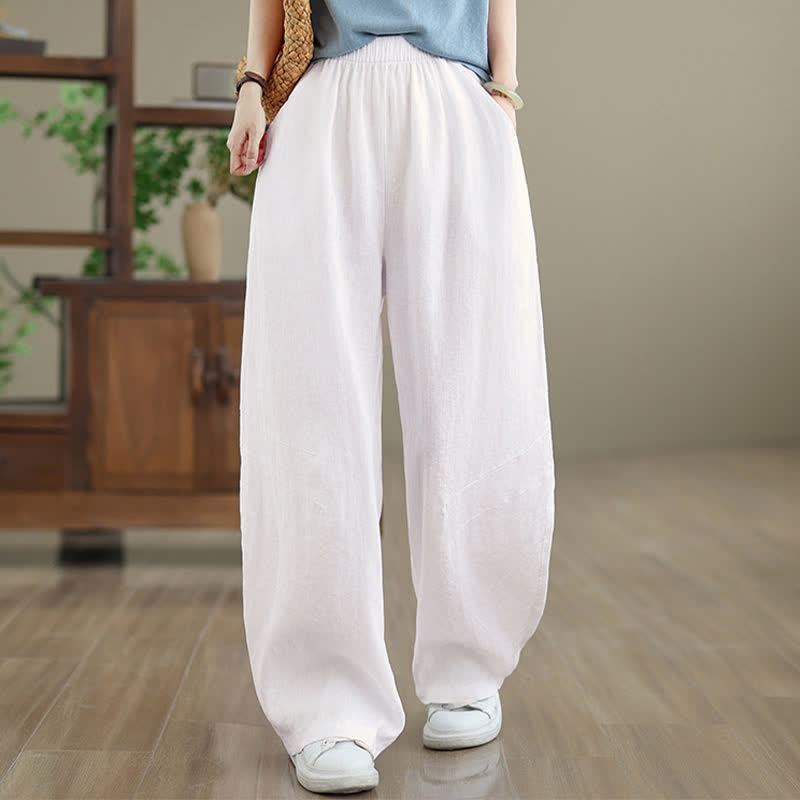 Buddha Stonesカジュアル 無地 コットン レディース ワイドレッグパンツ ポケット付き - 白 - US12、 UK/AU16、 EU44 (3XL) - image 18