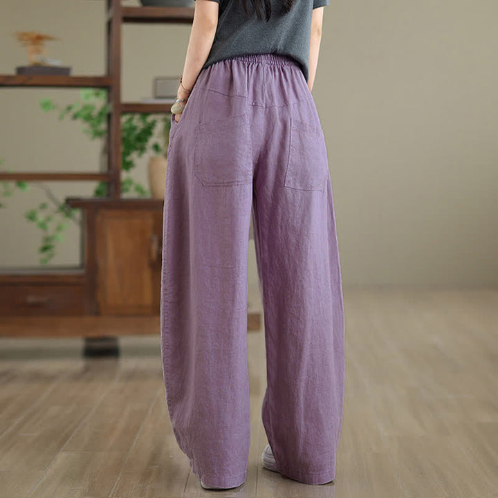 Buddha Stonesカジュアル 無地 コットン レディース ワイドレッグパンツ ポケット付き - image 2