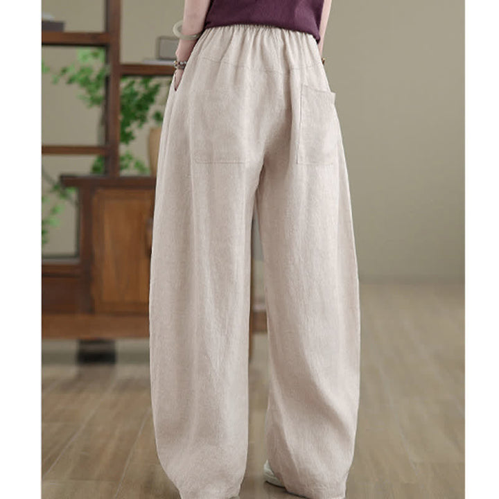 Buddha Stonesカジュアル 無地 コットン レディース ワイドレッグパンツ ポケット付き - image 14