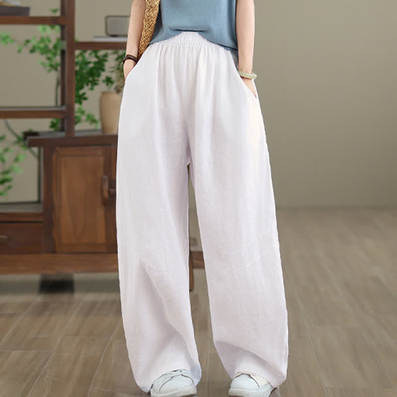 Buddha Stonesカジュアル 無地 コットン レディース ワイドレッグパンツ ポケット付き - image 23