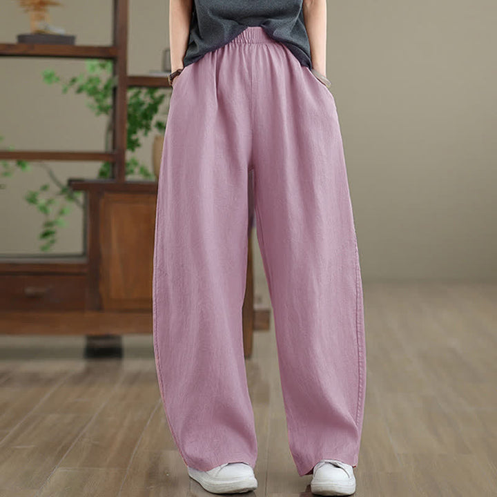 Buddha Stonesカジュアル 無地 コットン レディース ワイドレッグパンツ ポケット付き - image 7