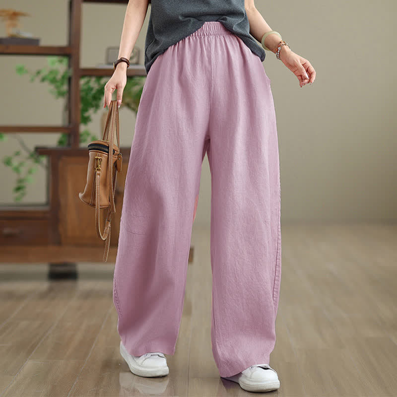 Buddha Stonesカジュアル 無地 コットン レディース ワイドレッグパンツ ポケット付き - image 10