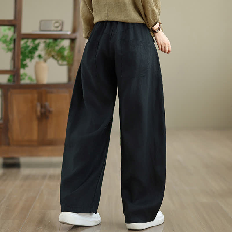 Buddha Stonesカジュアル 無地 コットン レディース ワイドレッグパンツ ポケット付き - image 26
