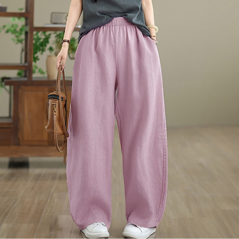 Buddha Stonesカジュアル 無地 コットン レディース ワイドレッグパンツ ポケット付き - image 11